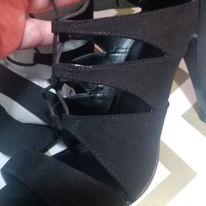 Wide width lace up heels